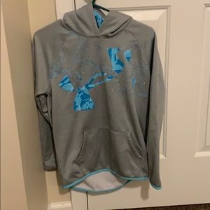 grey and blue under armour hoodie